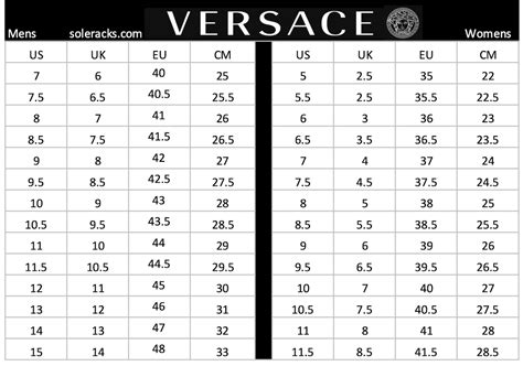 Versace size chart